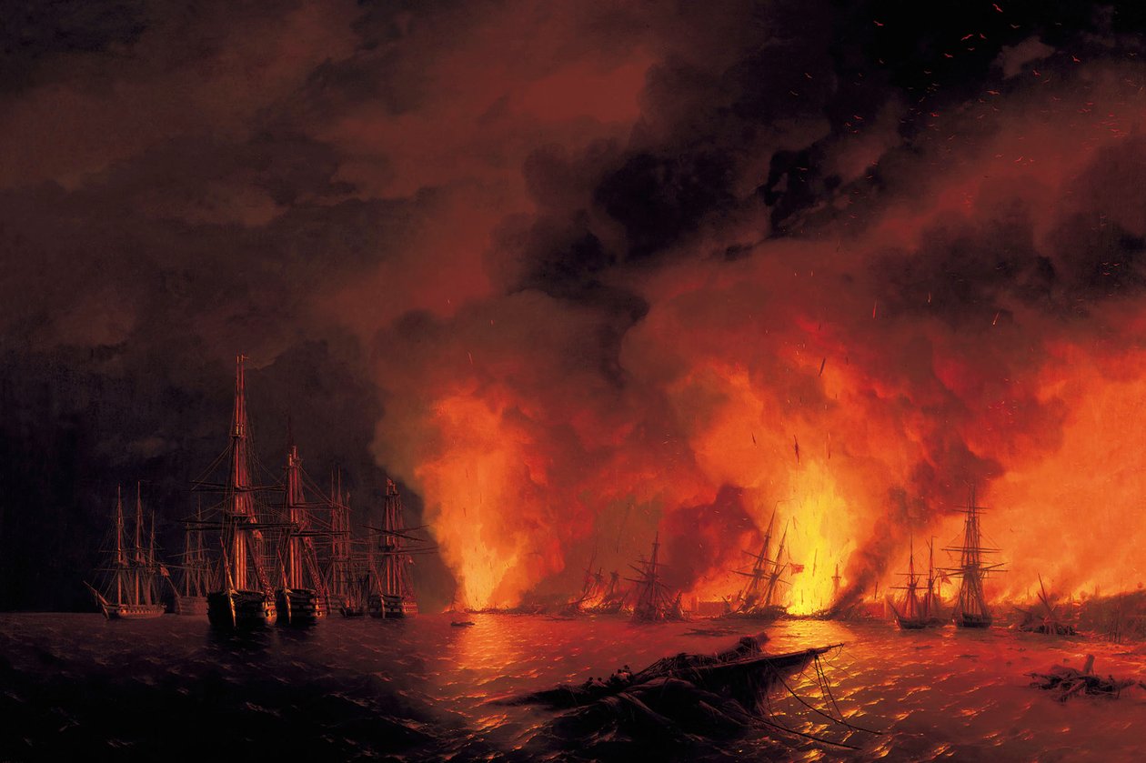 1853年11月18日のシノップの戦い（戦いの夜） 作： イワン・コンスタンティノヴィッチ・アイバゾフスキー