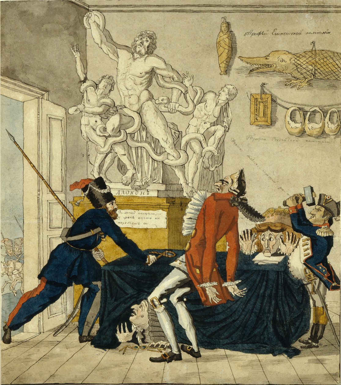 盗品を売るナポレオン・ボナパルト、1813年 作： Ivan Ivanovich Terebenev