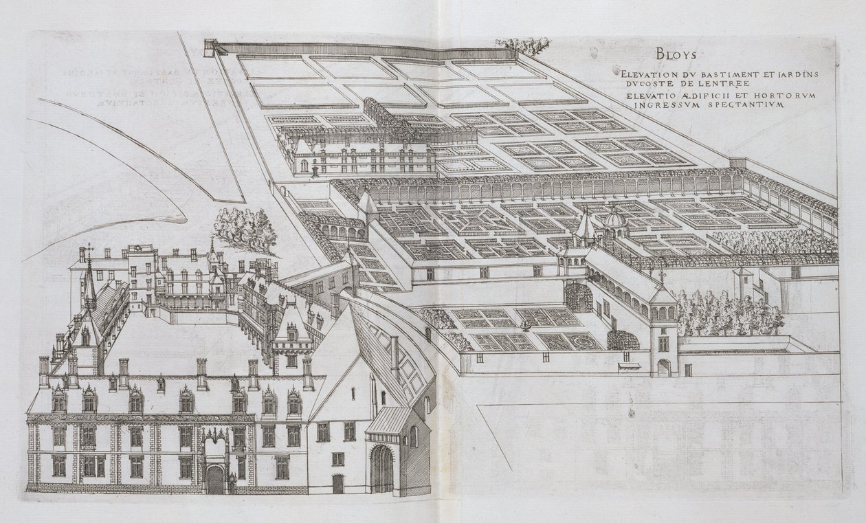 「Les Plus Belles Bastiments de France」の囲まれた庭園とシャトードガヨンの計画、1570年代 作： J.アンドルーエデュセルソー