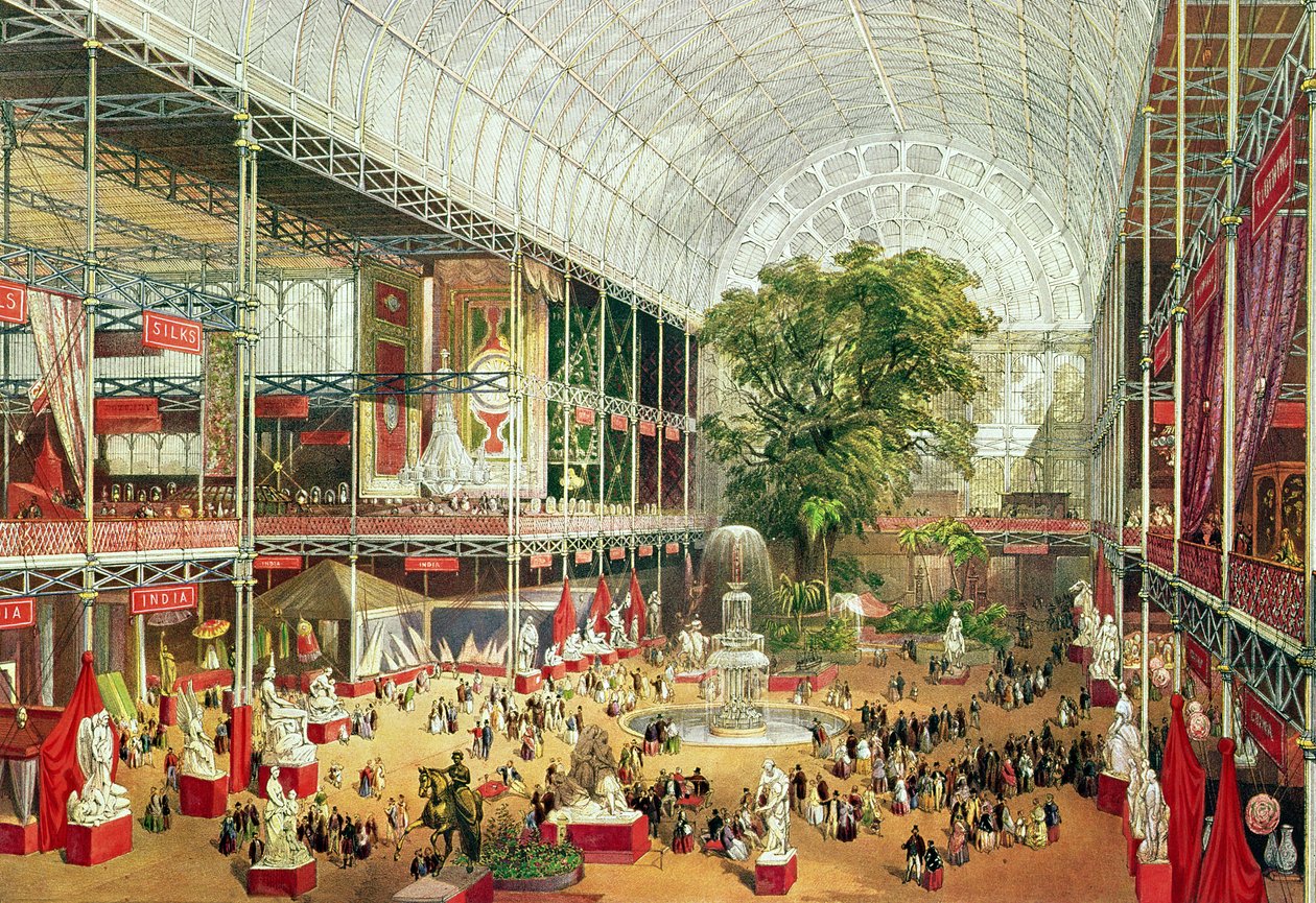 ウィリアムシンプソン（1823-99）1851によって刻まれた1851年の大展示中のクリスタルパレスの内部ビュー 作： J.マクネビン