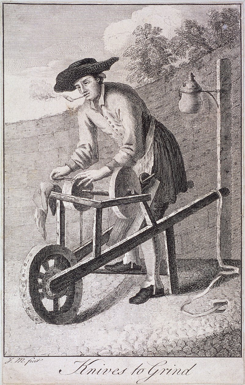 「Knives to Grind」、Cries of London、c1750 作： JM