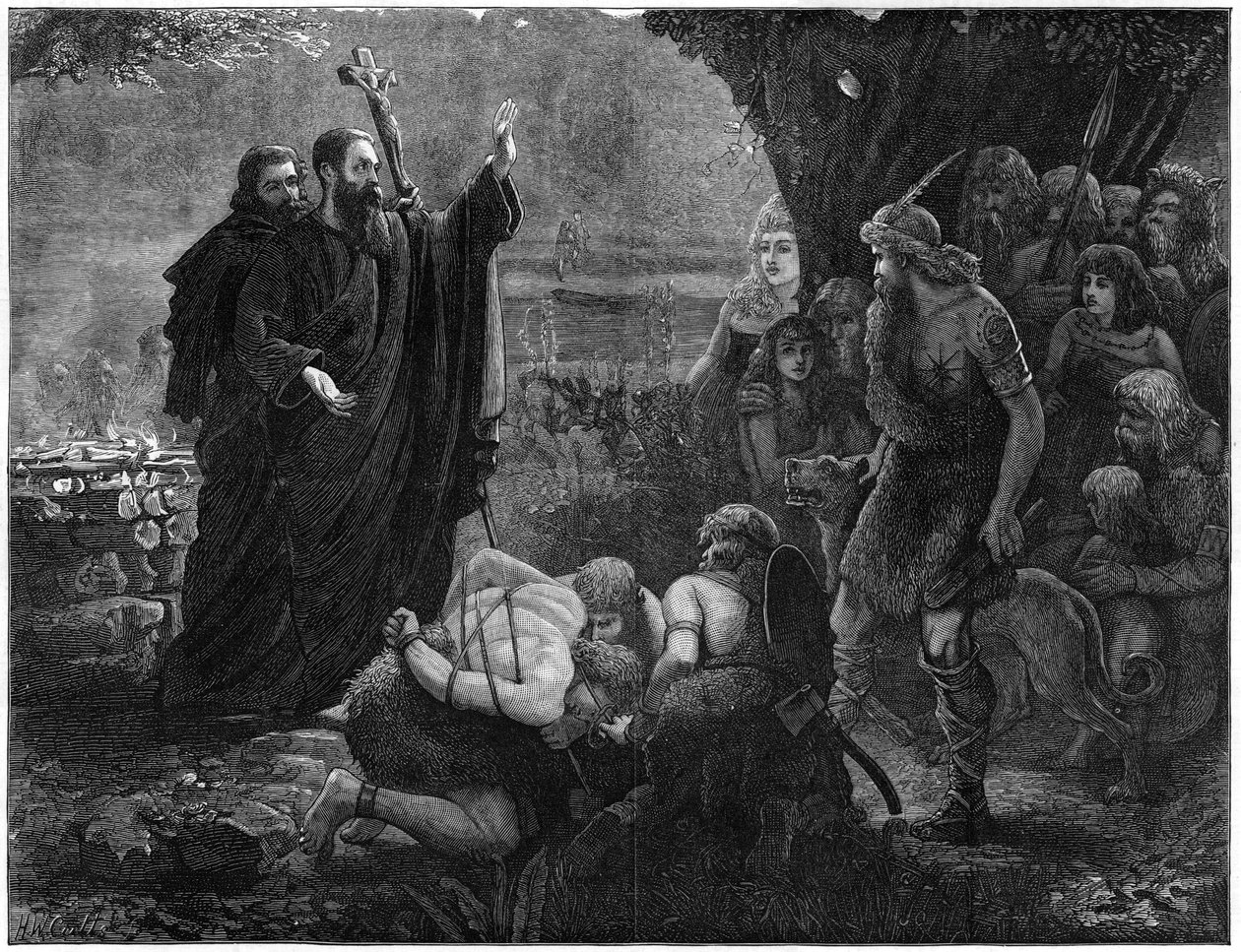 1878年、キリスト教の宣教師が人間の犠牲を妨害した。 作： J.クリスティ