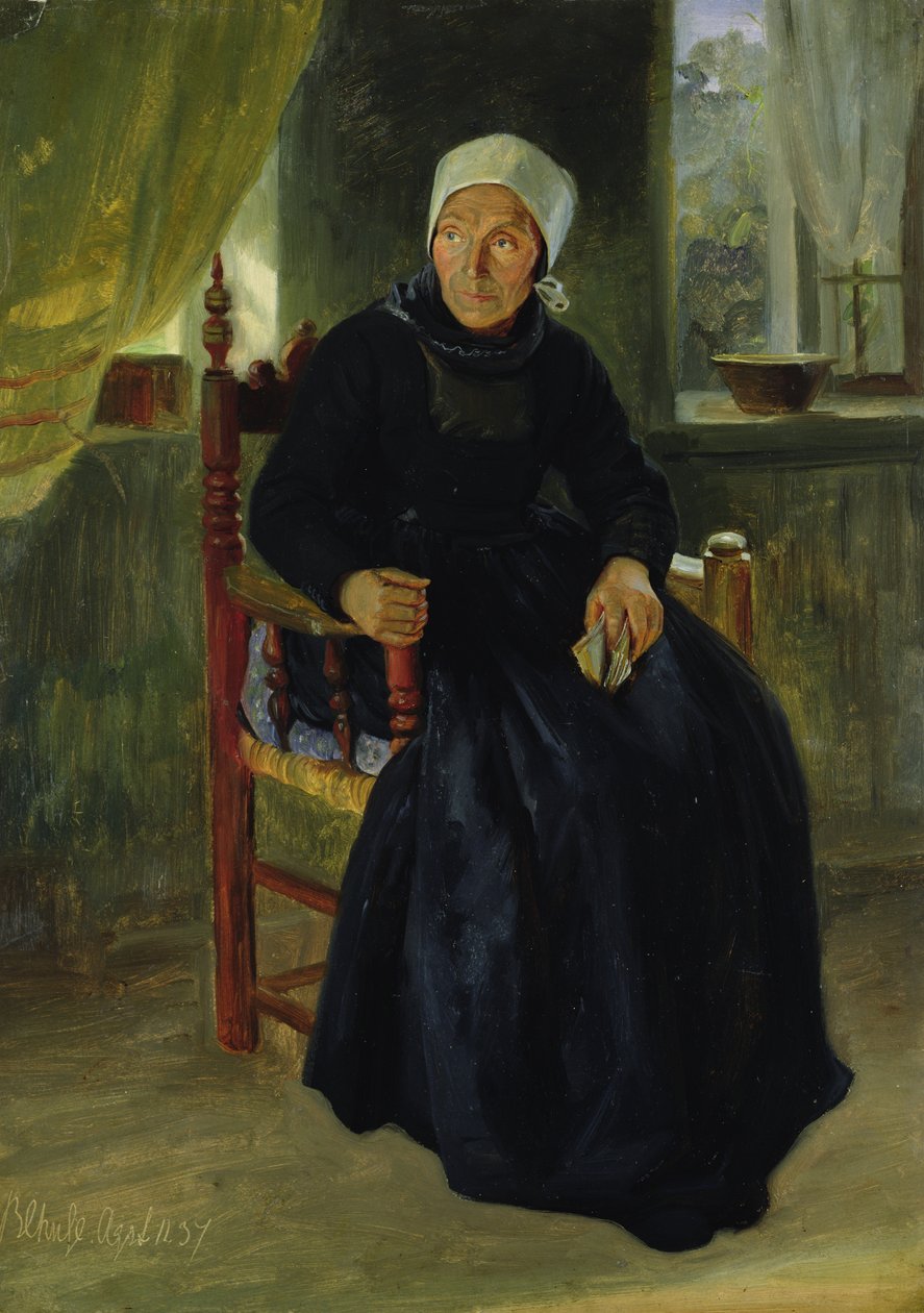 1837年ブランケネーゼ出身の女性（カードに紙に油彩） 作： ジェイコブ・ゲンスラー