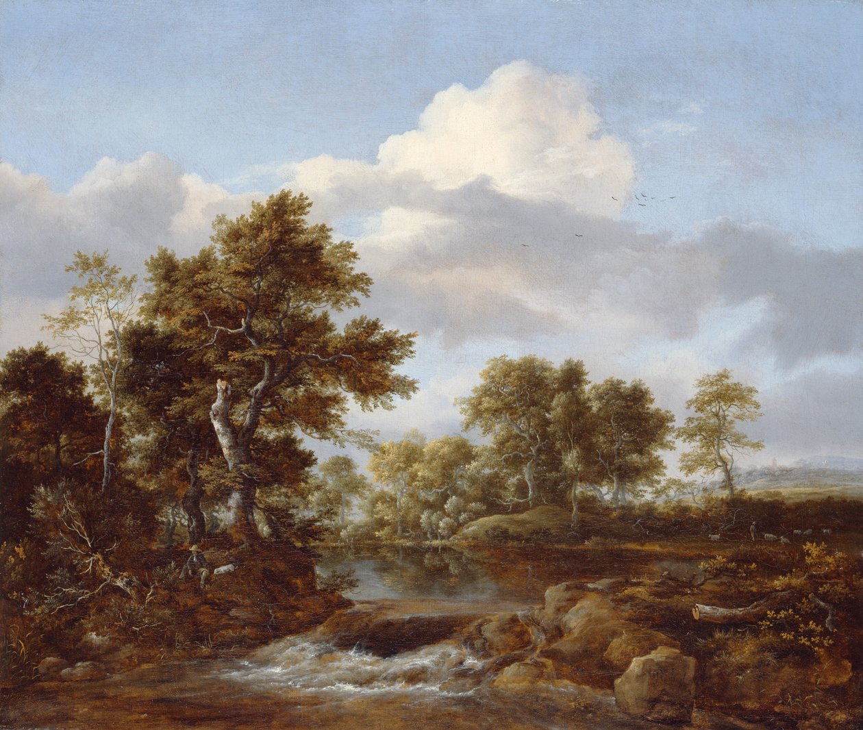 小川がある森の風景、c.1665-68 作： ヤコブ・ファン・ロイスダール
