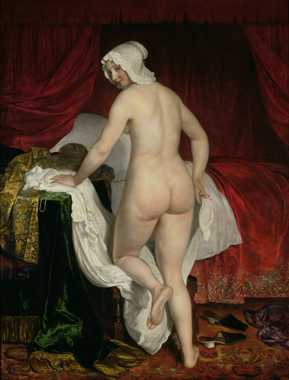 ベッドに行く若い女性、1650年頃 作： ジェイコブまたはジャック・ヴァン・ルー