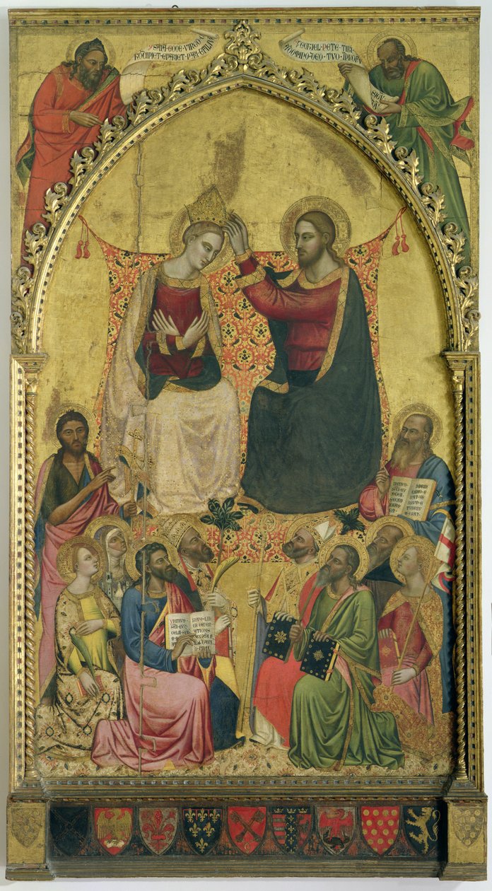 聖人と預言者の聖母の戴冠式、c.1372（パネル上のテンペラ） 作： ヤコポ ディ チョーネ