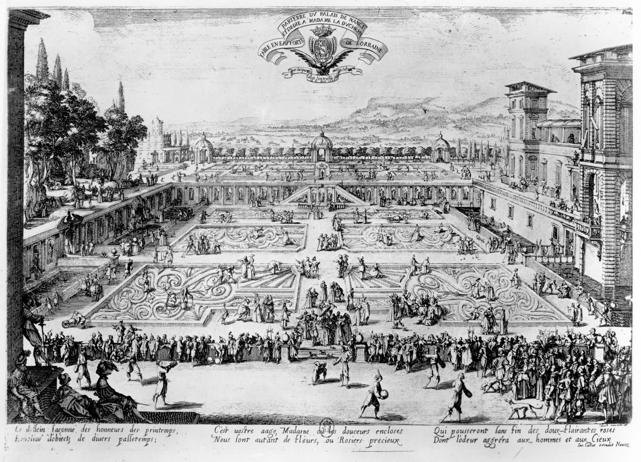 ロレーヌ公爵夫人に捧げられたパレドナンシーの庭園、1624年 作： ジャック・カロ