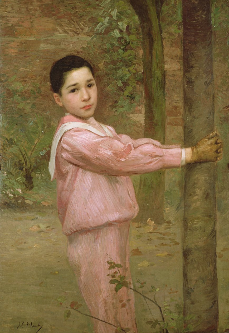 ピンクのセーラー服の男の子の肖像画 作： ジャック・エミール・ブランシュ