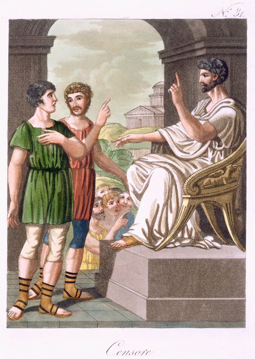 ローマの検閲官、Labrousseによって彫刻された「L&39;Antique Rome」のイラスト、1796年に出版 作： ジャック・グラッセ・ド・サンソヴール