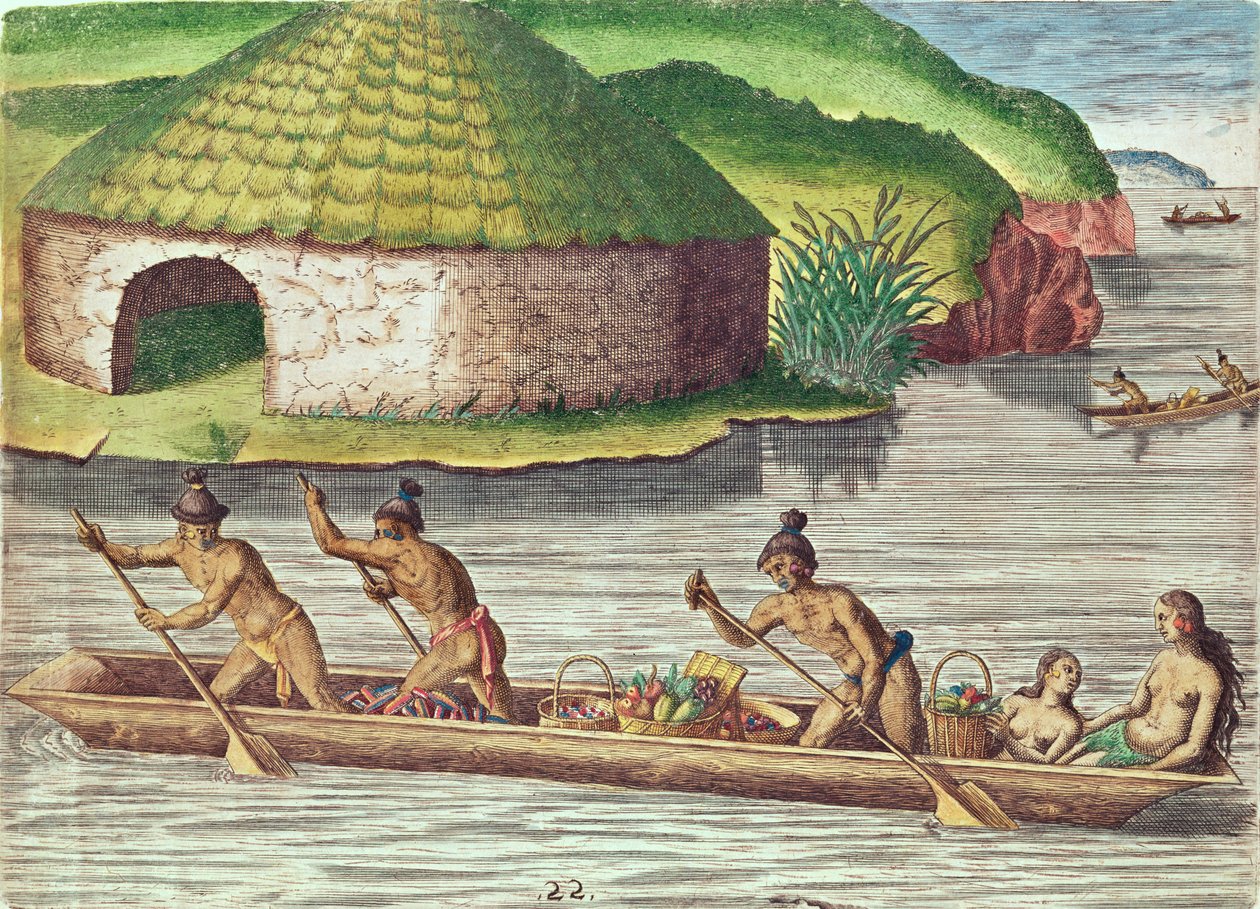 1591年フランクフルトで出版されたセオドア・ド・ブライ（1528-98）によって刻まれた「ブレビス・ナラティオ..」からの共同倉庫の作物の収集（111670も参照） 作： ジャック・ル・モイン