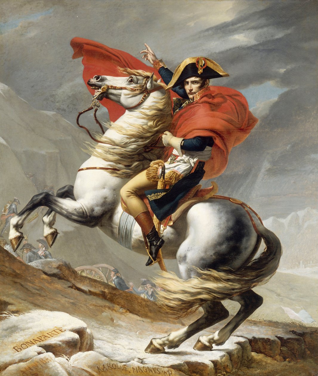 1800年5月20日、グランドサンベルナールを横断するボナパルト 作： ジャック・ルイス・デビッド