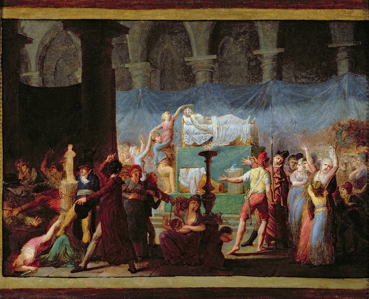 1793年7月16日、コルデリエの古代教会におけるマラットの葬儀 作： ジャック・ルイス・デビッド