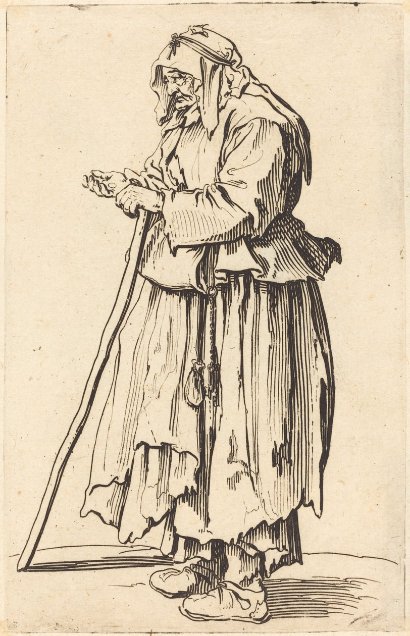 チャリティーを受け取る物乞いの女性、c。 1622年。 作： ジャック・カロ