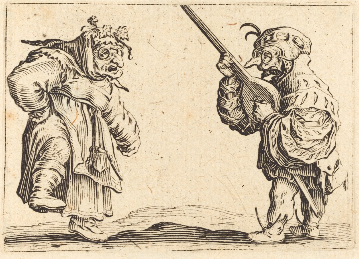 リュートを持つダンサー、c。 1622年。 作： ジャック・カロ