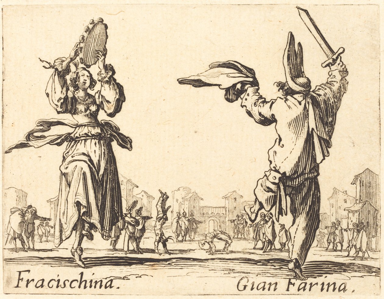 Fracischina と Gian Farina、c。 1622年。 作： ジャック・カロ