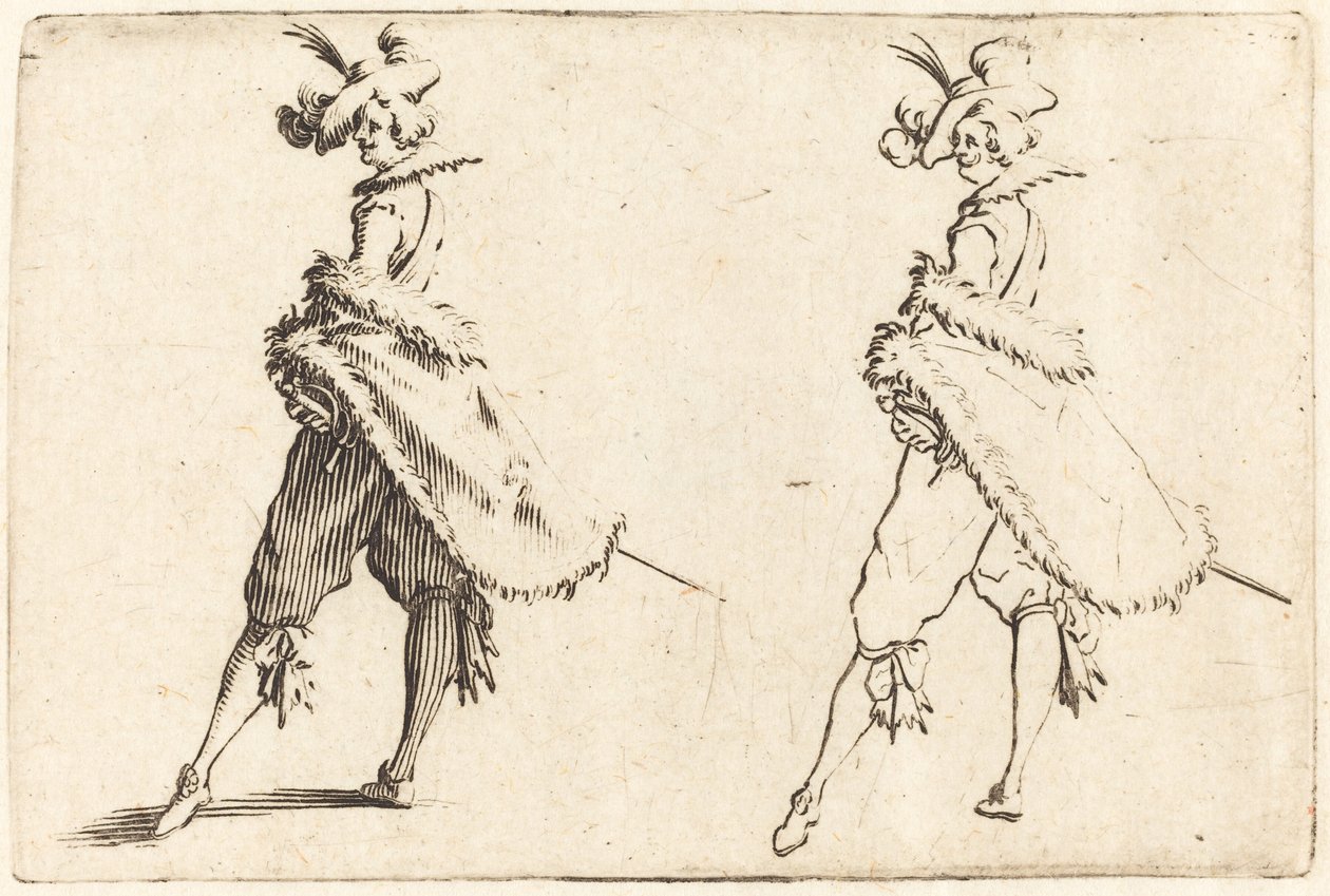 側面から見た紳士、c。 1622年。 作： ジャック・カロ