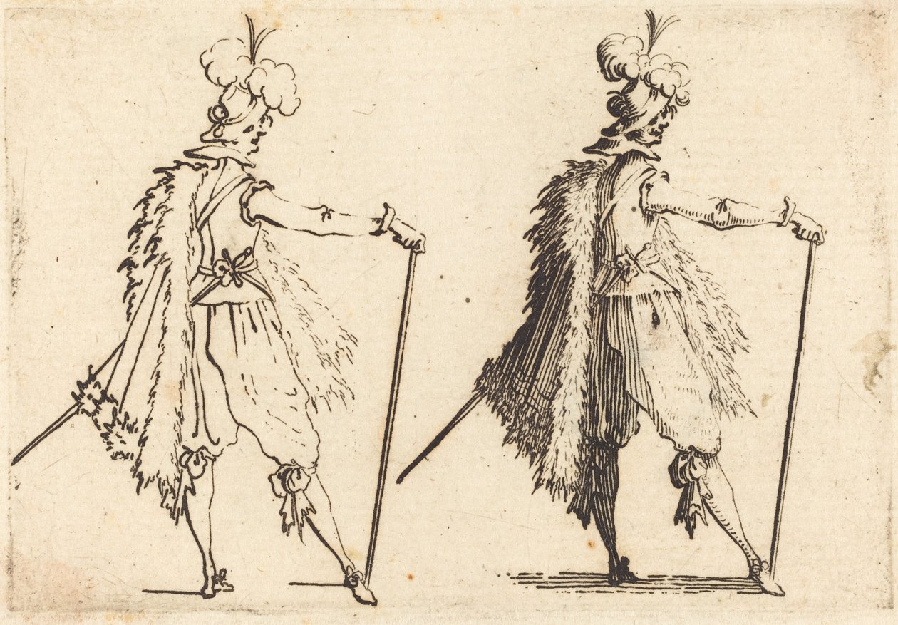 杖を持った紳士、c。 1617年。 作： ジャック・カロ
