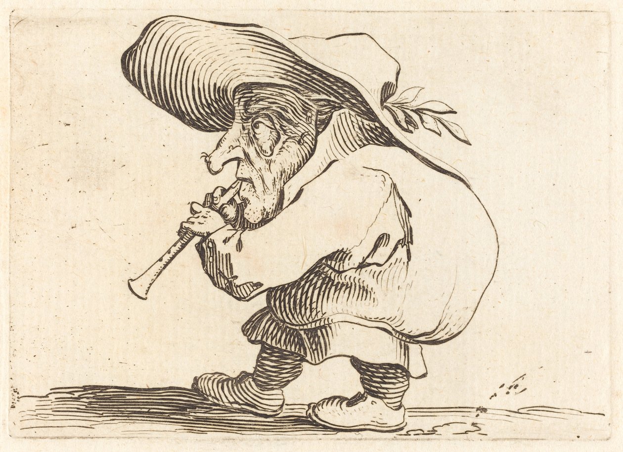 フラジオレット奏者、c。 1622年。 作： ジャック・カロ