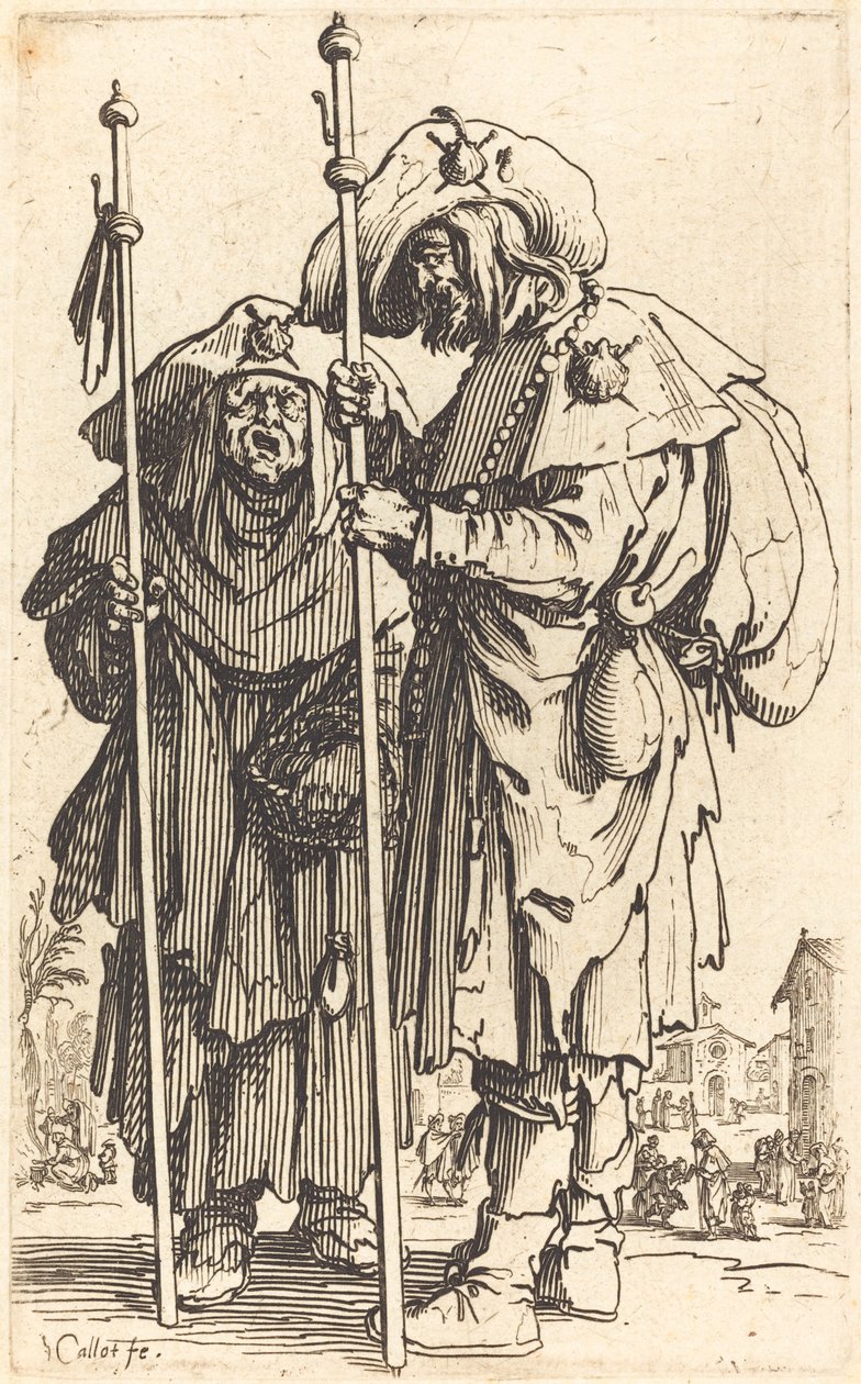 二人の巡礼者、c。 1622年。 作： ジャック・カロ
