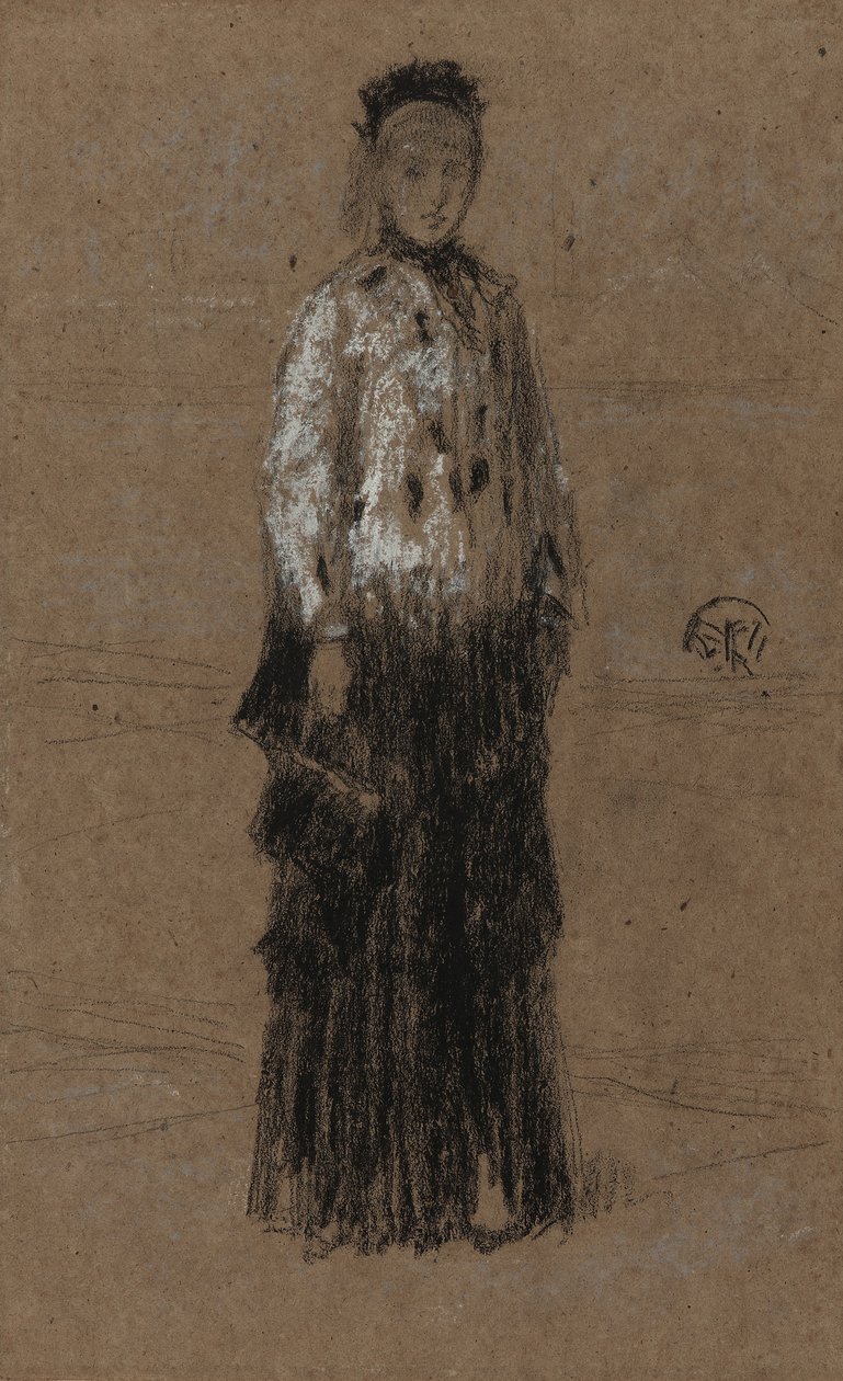 アーミンコート、1876-73（茶色の紙にチョークとパステル） 作： ジェームズ・アボット・マクニール・ウィスラー