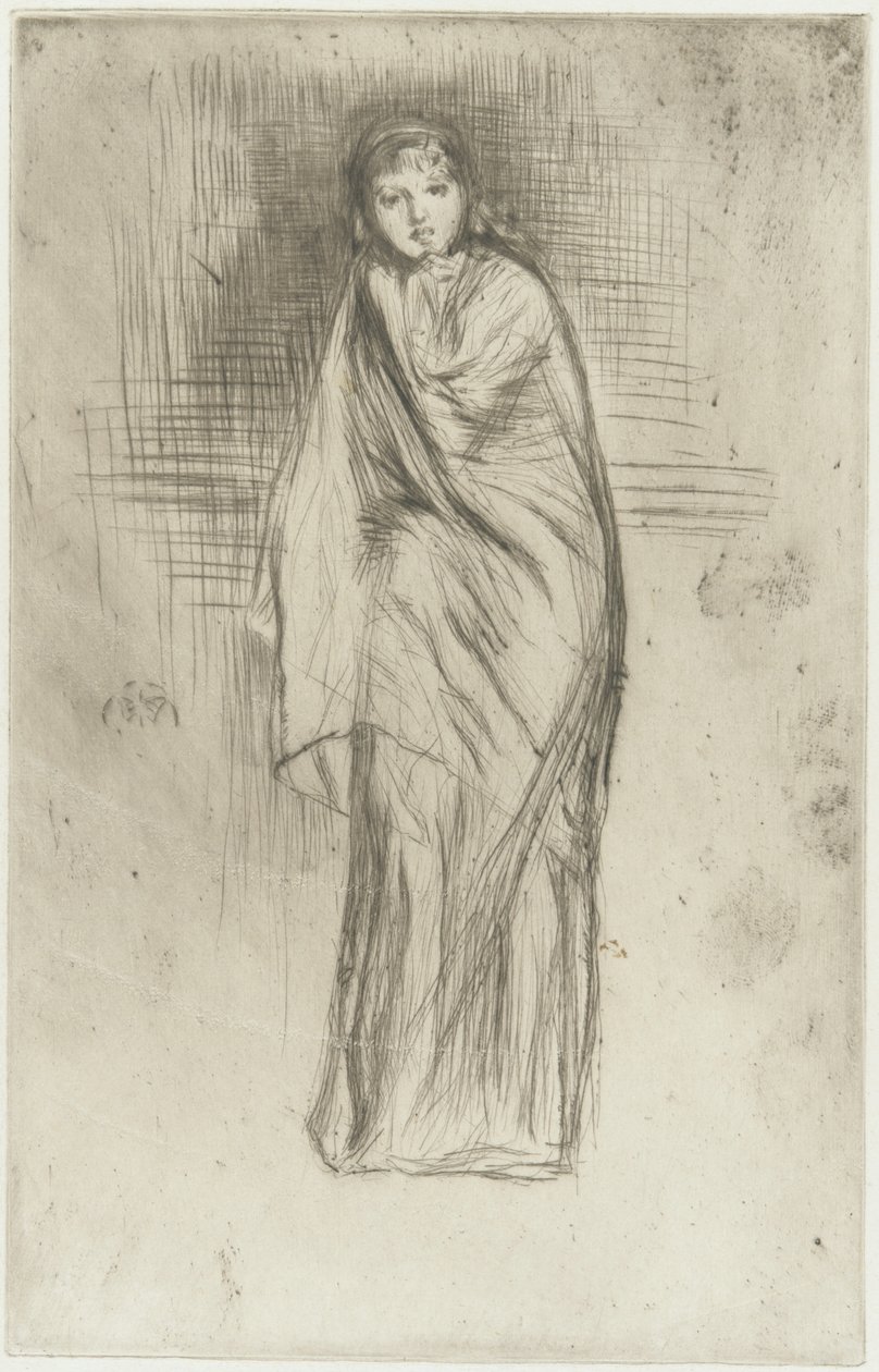 Model Resting、1870（紙に乾点）（324669も参照） 作： ジェームズ・アボット・マクニール・ウィスラー