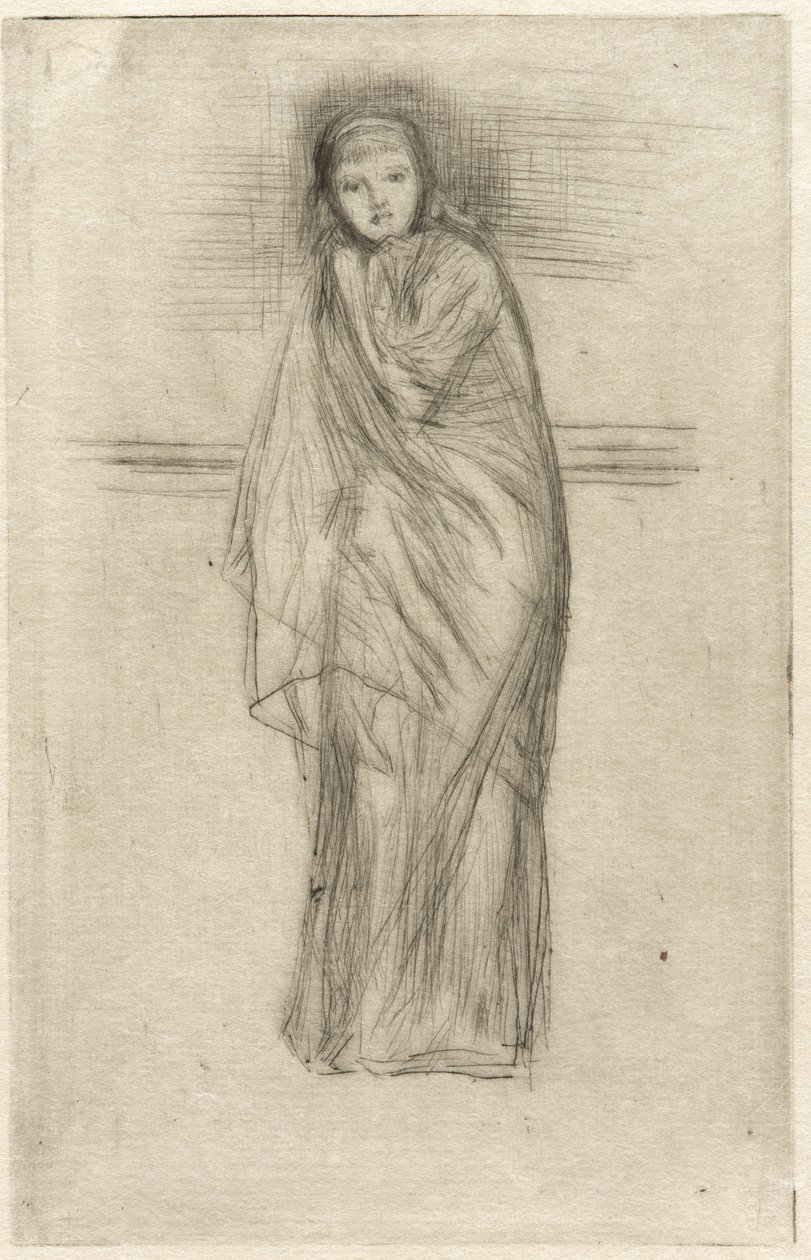 Model Resting、1870（紙の乾燥点）（324670も参照） 作： ジェームズ・アボット・マクニール・ウィスラー