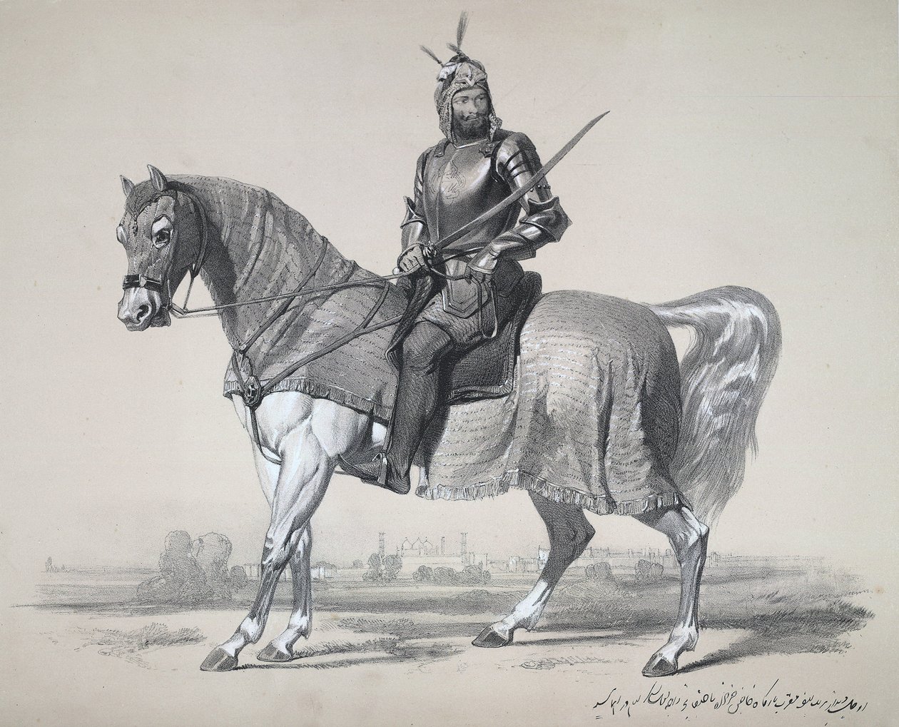 第一次アングロシーク戦争（1845-46）中にシーク軍をイギリス軍に導いたラジャラルシンは、1846年2月10日のソブロンの戦いで敗北しました。ラル・シング 作： ジェームズ・ダフィールド・ハーディング