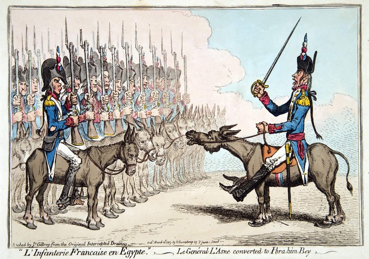 L&39;Infanterie Francaise en Egypte、またはルジェネラルl&39;Asneがイブラヒムベイに改造され、1799年にハンナハンフリーによって出版された（手描きのエッチング） 作： ジェームズ・ギルレイ