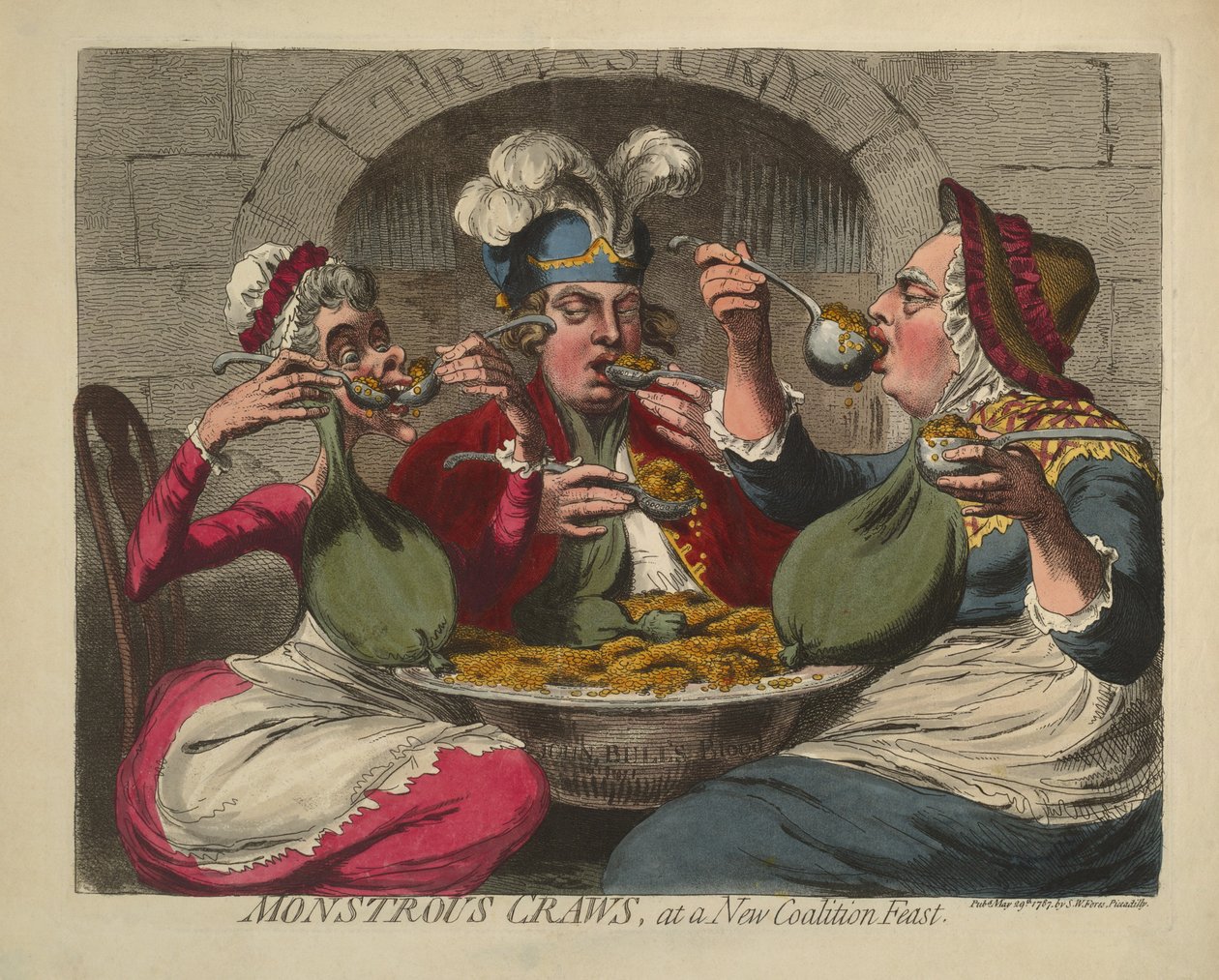 New Coaltion Feast、pubのMonstrous Craws 1787（手塗りの彫刻） 作： ジェームズ・ギルレイ