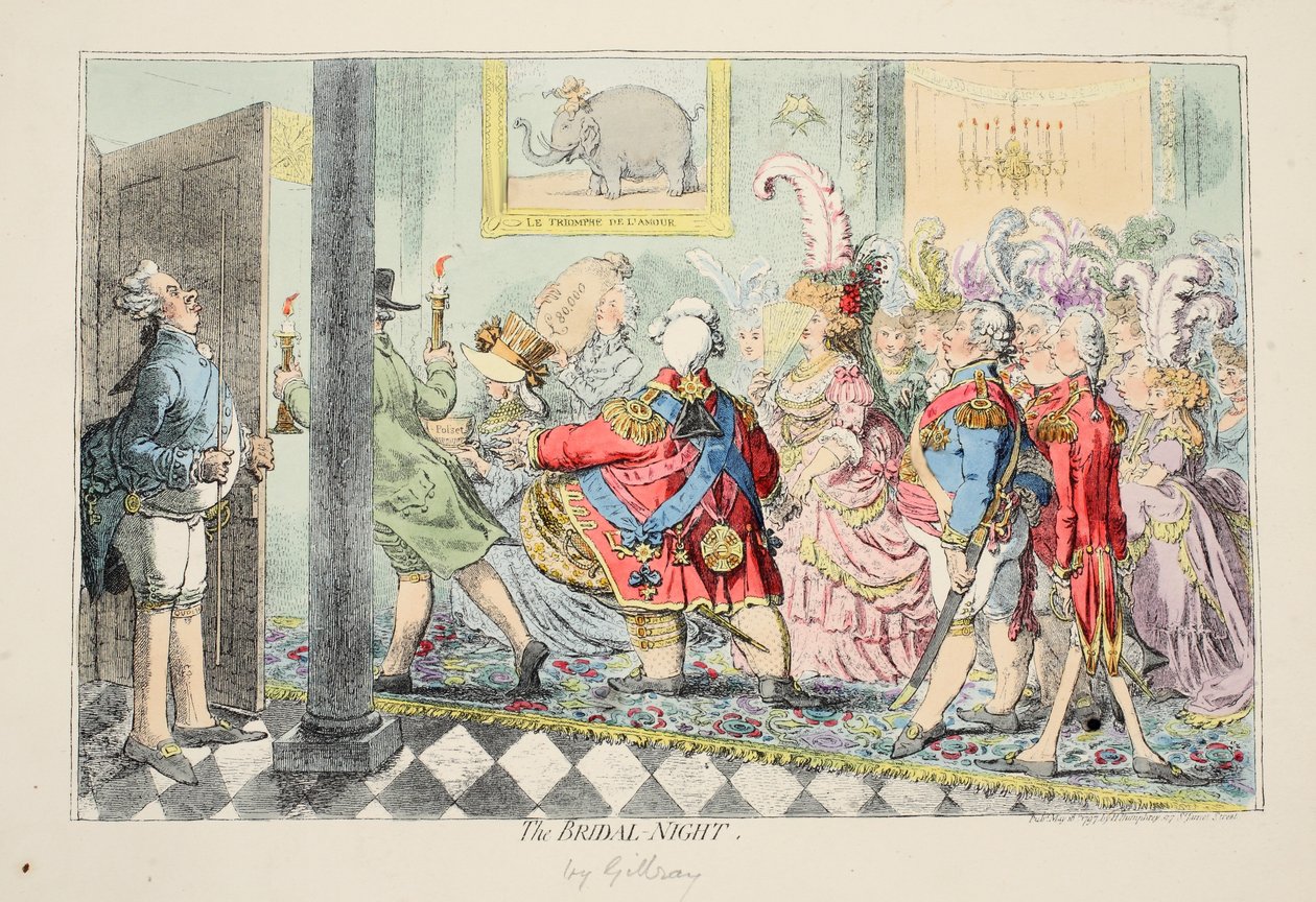 ブライダルナイト、1797年（手描きのエッチング） 作： ジェームズ・ギルレイ