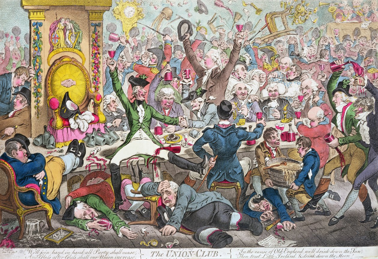 ユニオンクラブ、1801（カラー彫刻） 作： ジェームズ・ギルレイ