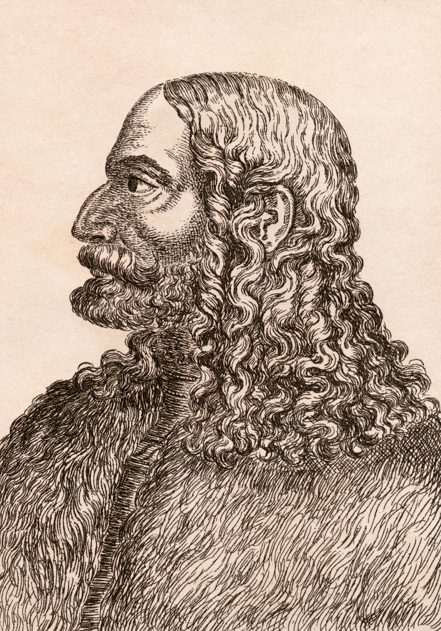1817年にロンドンで出版された「本格的なオリジナルからの有名な画家の75の肖像画」のイラスト、Albrecht Duerer 作： ジェームズ・ガーティン