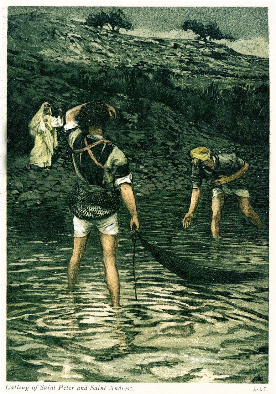 聖ペテロと聖アンドリューの召し-聖書 作： ティソ後のジェームズ・ジャック・ジョセフ