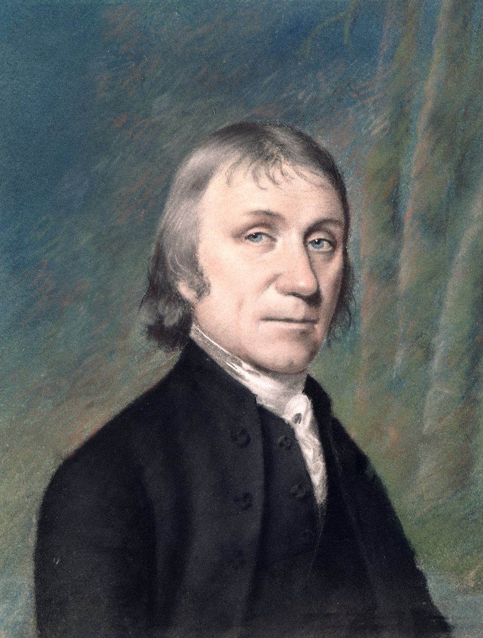 ジョセフ・プリーストリーの肖像（1733-1804）、1797年頃（紙にパステル） 作： ジェームス・シャープルズ