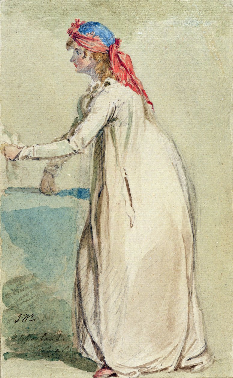 モーランド夫人の肖像、c.1800-04（紙に鉛筆でトイレ） 作： ジェームズワード
