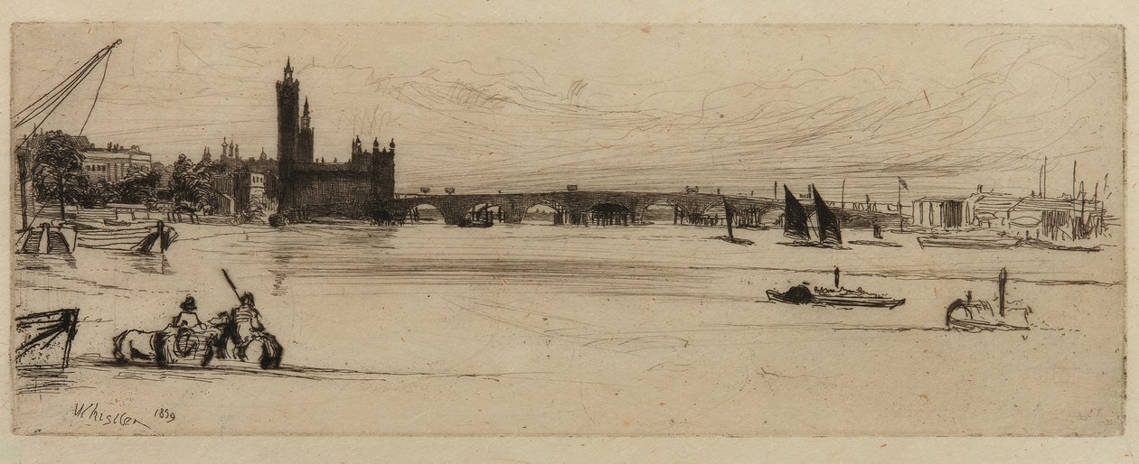 古いウェストミンスター橋、1859 年。 作： ジェームズ・アボット・マクニール・ウィスラー