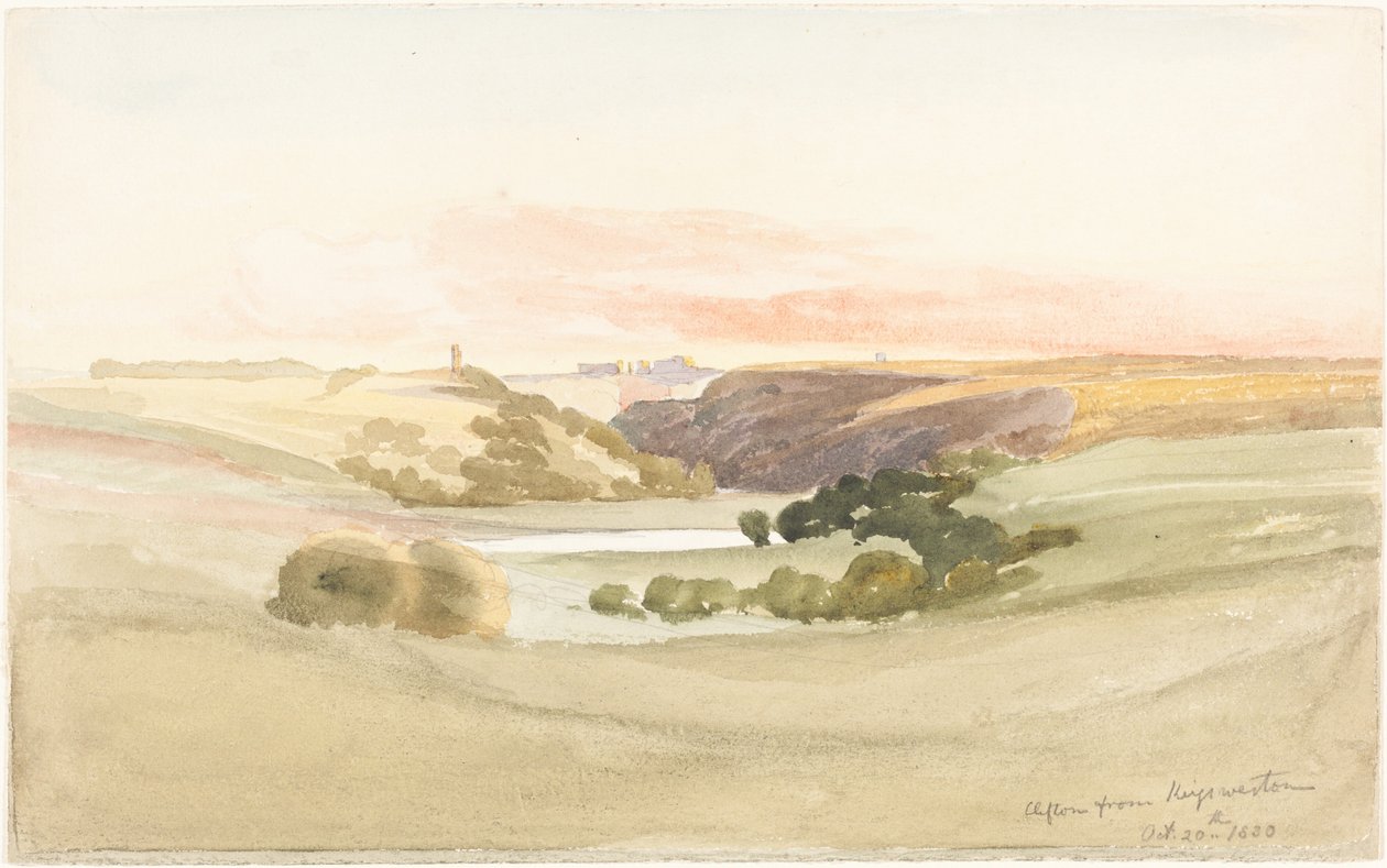 1830年、Kingswestonから見たClifton。 作： ジェームズ・ブルワー