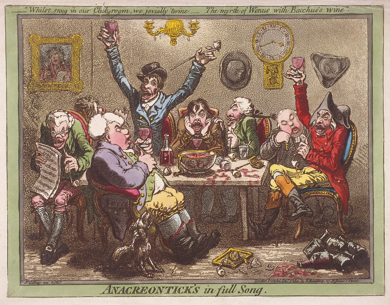アナクレオンティックズ・イン・フル・ソング」1801年 作： ジェームズ・ギルレイ