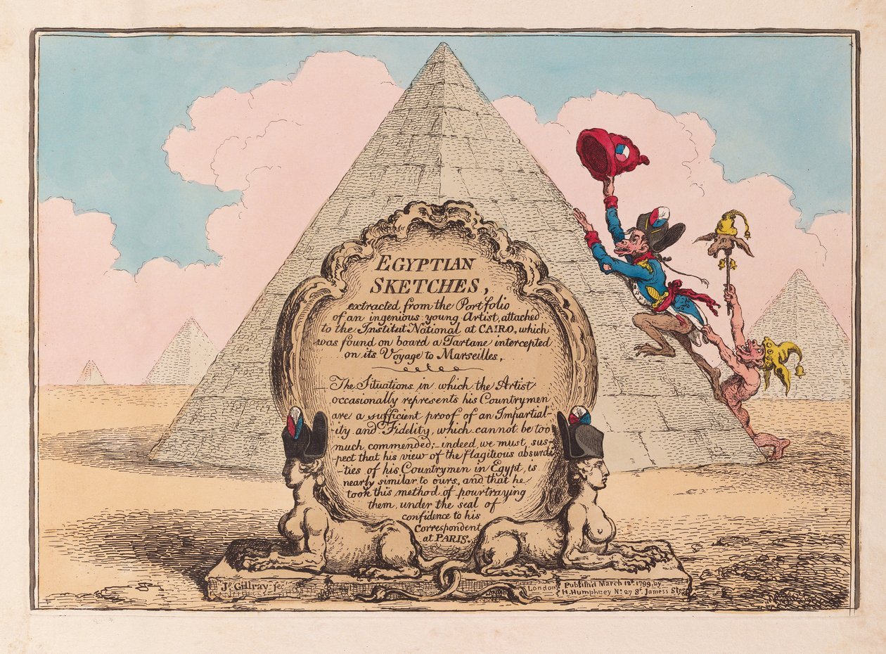 エジプトのスケッチ、パブ1799（手書きの彫刻） 作： ジェームズ・ギルレイ