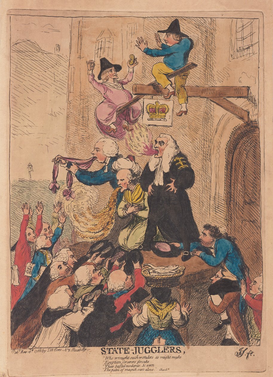 州のジャグラー、パブ。 1788（手彫り彫刻） 作： ジェームズ・ギルレイ