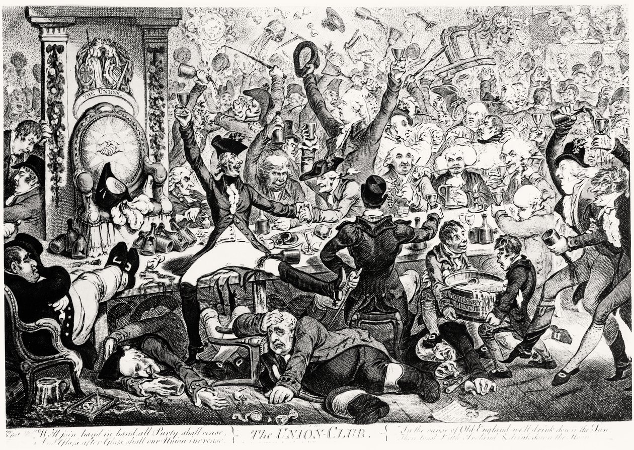 ユニオンクラブ、1801（カラー彫刻） 作： ジェームズ・ギルレイ