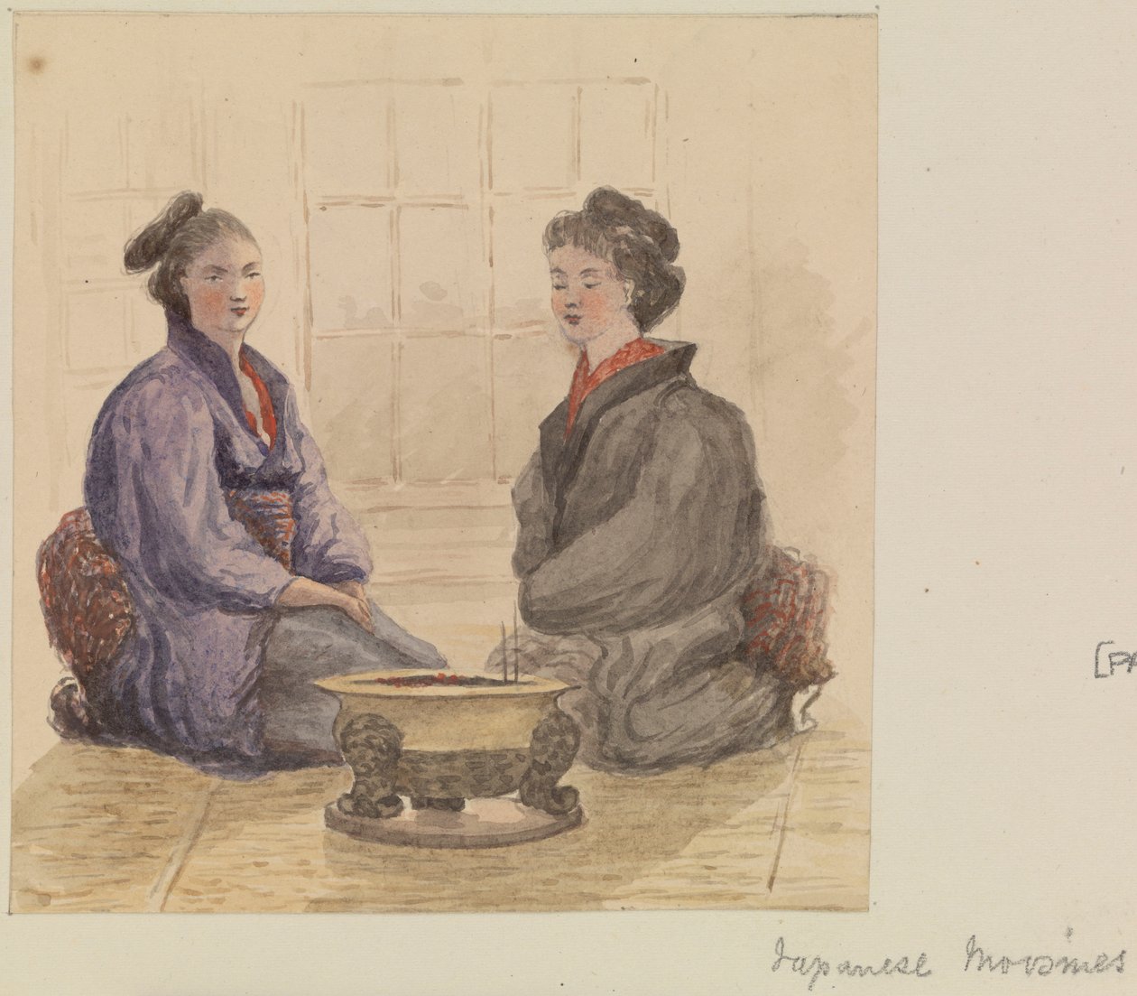 日本の「ムースメ」、1868年頃（水彩画） 作： ジェームズ・ヘンリー・バット