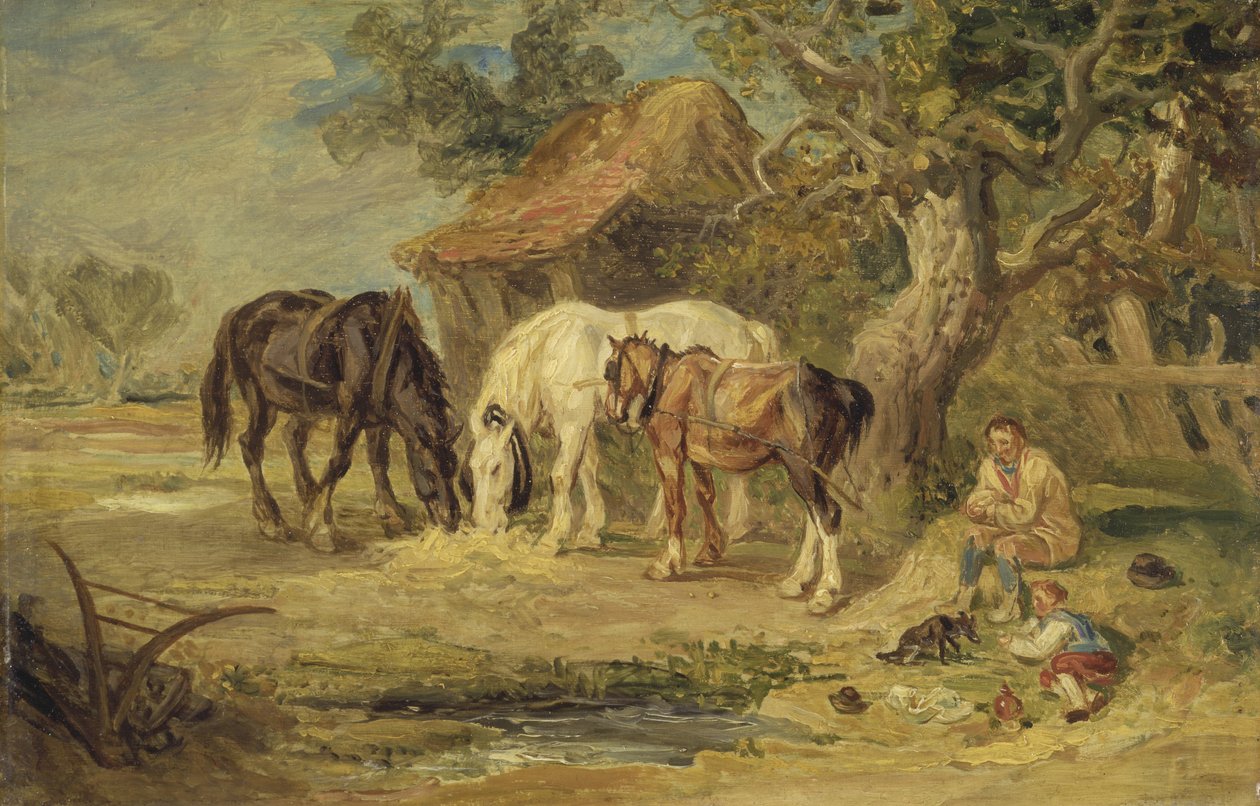 昼食、c.1830-40（パネルに油彩） 作： ジェームズワード