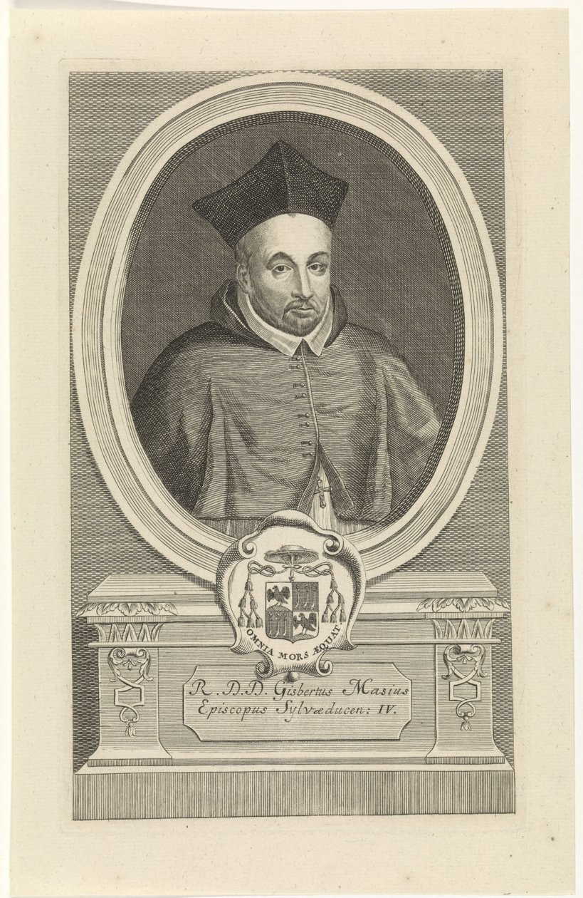 Jan Baptist Jongelinckによる &39;s-Hertogenboschの4番目の司教であるGhisbertus Masiusの彫刻が施された肖像画 作： ヤンバプティストヨンゲリンク