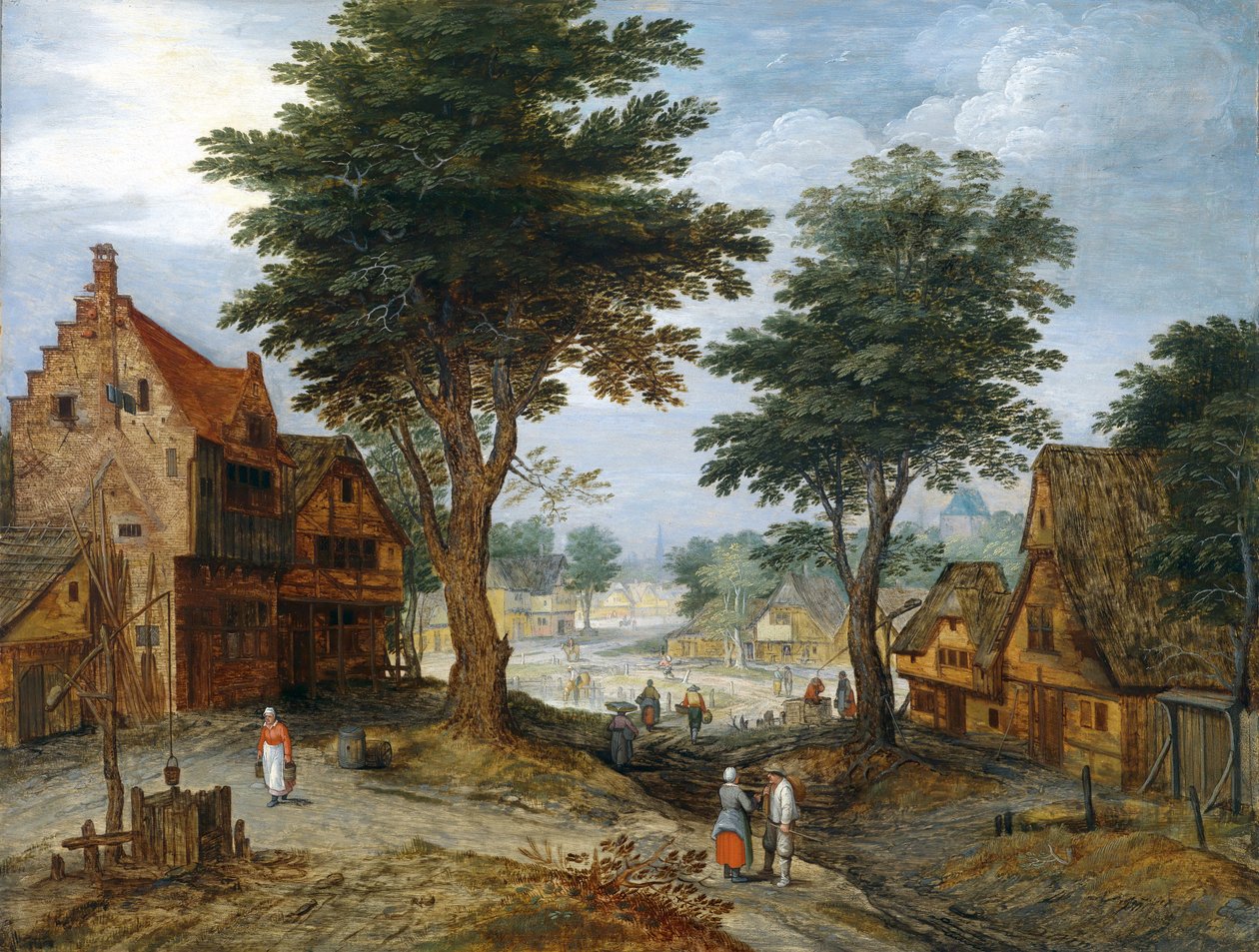 木々で賑やかな村の風景 作： Jan Brueghel the Younger