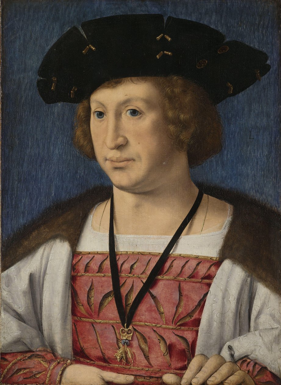 フローリスファンエグモンド（1469〜1539年）の肖像、ビューレン伯とリアダム伯 作： ヤン・ゴサート