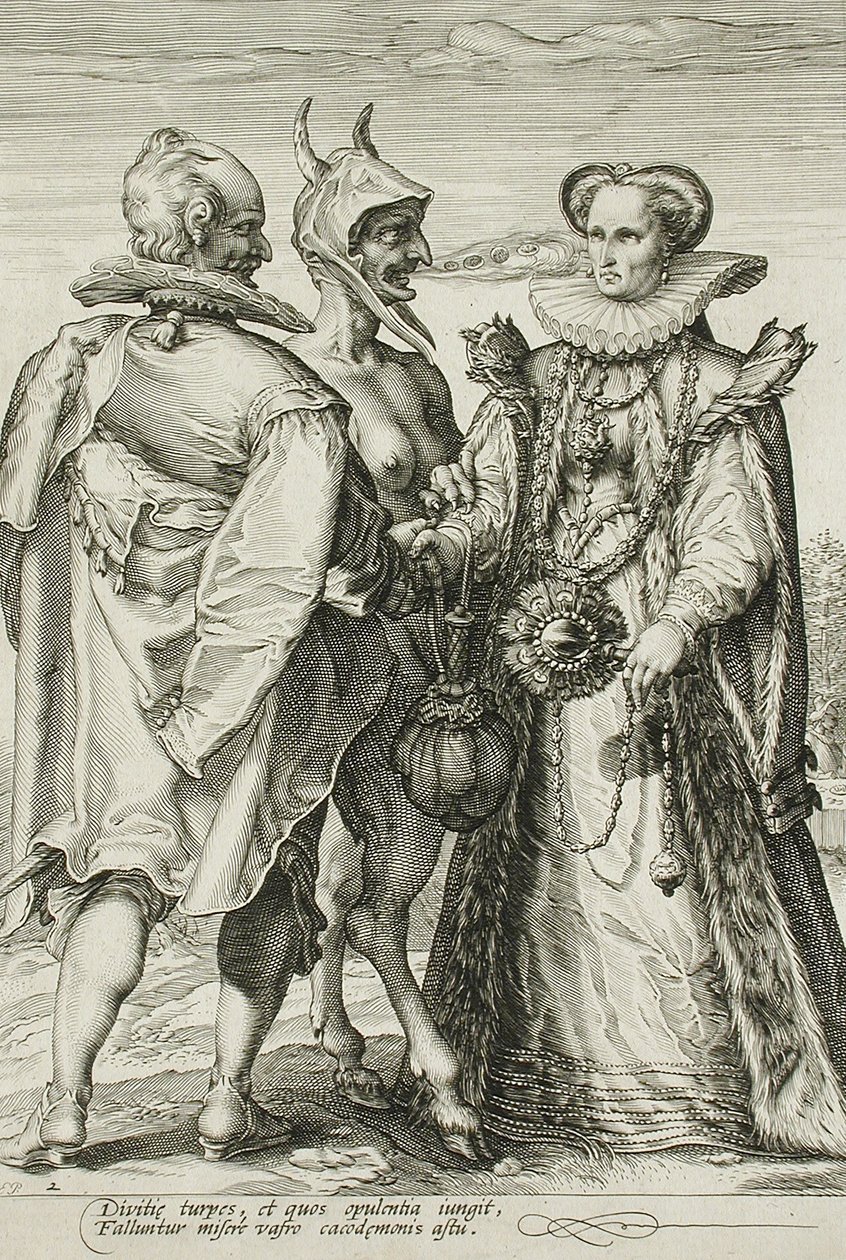 お金のための結婚、結婚三部作のプレート2、c.1594 作： ヤン・センレダム