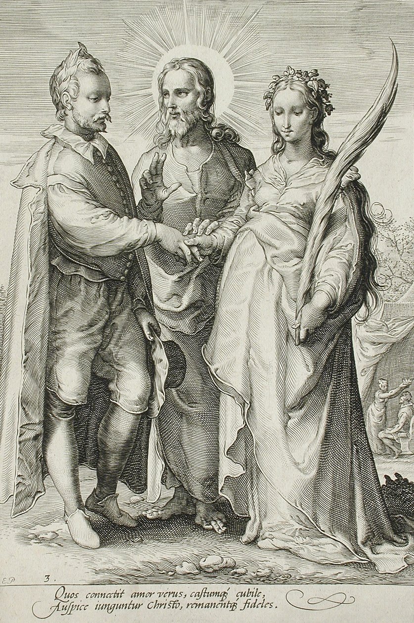 キリスト教の結婚、結婚三部作のプレート3、c.1594 作： ヤン・センレダム