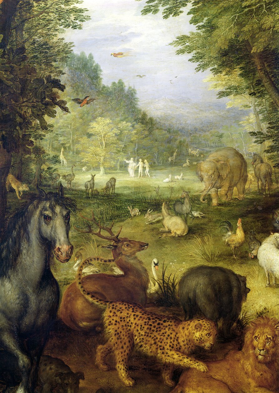 地球、または地球の楽園、動物の詳細、1607-08（銅に油彩） 作： ヤン・ザ・エルダー・ブリューゲル
