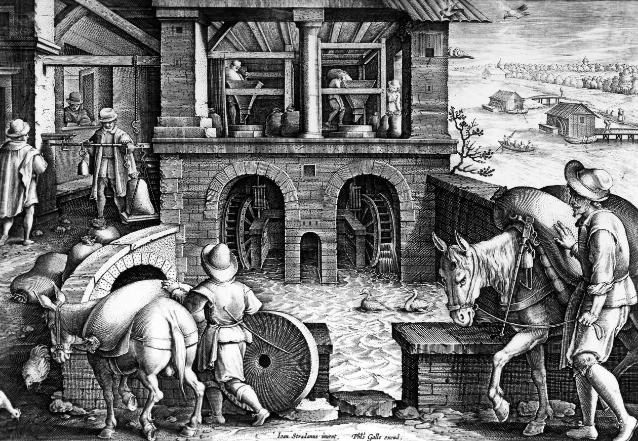 フィリップスガレ、1580〜1605年に刻まれた新しいレペルタのWATERMILLプレート10 作： ヤン・ファン・デル・ストレイト